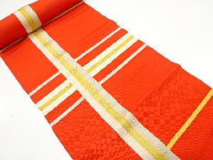 アンティーク　格子模様織出し八寸帯地反物